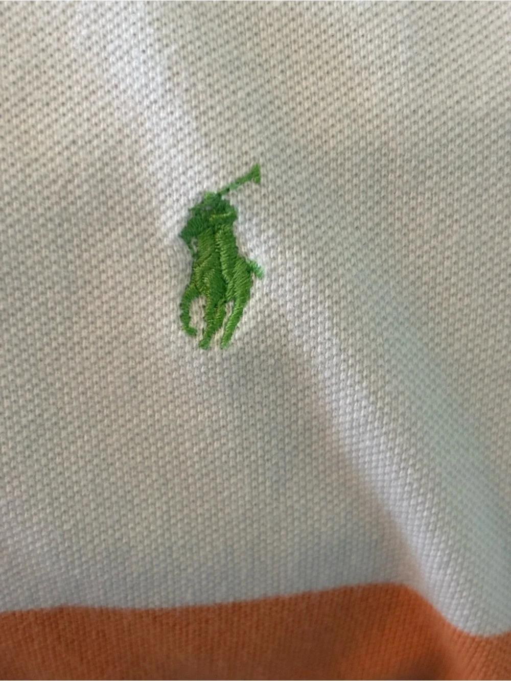 Ralph Lauren Orange & White Striped Polo with Green Pony